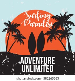 Afiche de surf, recuerdo para la tienda de la playa.