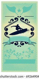 surf poster with tribal frame and banner