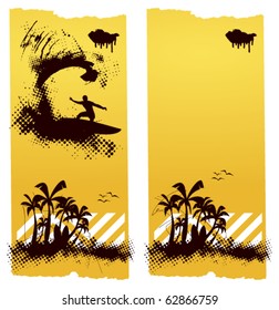 surf poster with yellow paper background