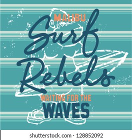 Surf rebels, grunge artwork for boy wear in custom colors