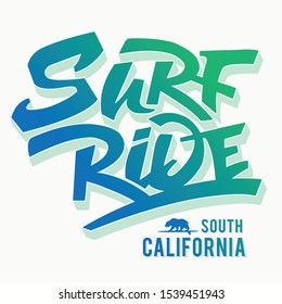 Surf ride typography, tee shirt graphics, vectors