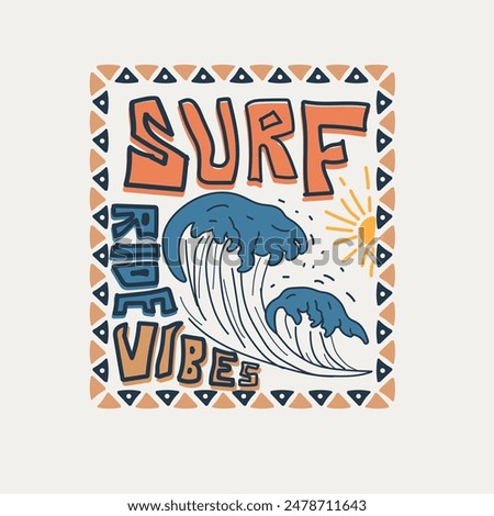 Surf Ride Vibe summer beach typography hand drawn graphic tee