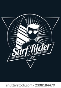 Surf Rider Beach California T shirt design 