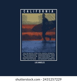 Surf Rider California Summer Beach poster t shirt design