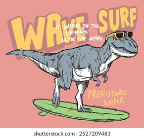 Surf Rider Dino T-Rex ilustración