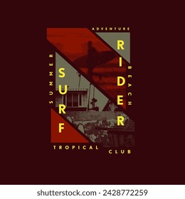 Surf rider summer beach typography ocean seashore poster graphic design