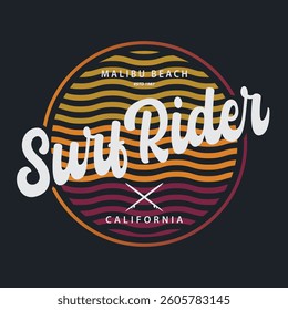 Surf rider tee graphic typography for print t shirt design