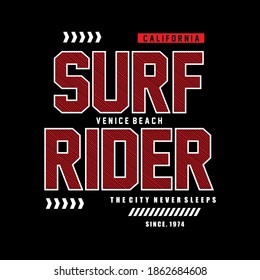 Surf Rider typography design t-shirt print vector illustration 