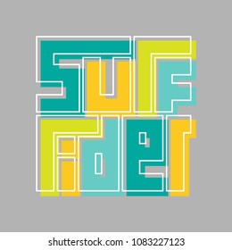 Surf rider typography poster. Concept for print production. T-shirt fashion Design. Template for postcard, banner, flyer.