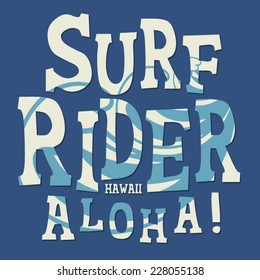 Surf rider typography, t-shirt graphics, vectors