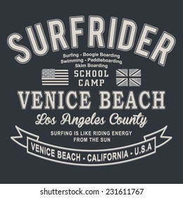 Surf rider typography, t-shirt graphics, vectors