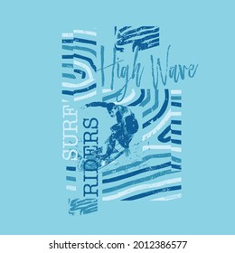 Surf  Rider vector illustration typographic design t-shirt print poster