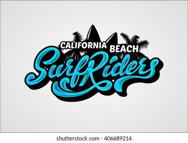 Surf Riders lettering text Illustration