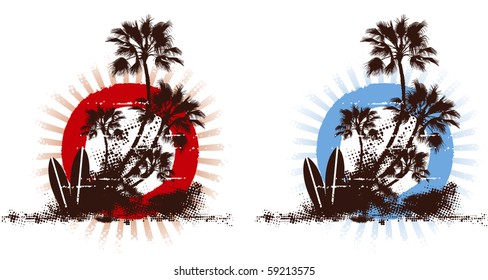 surf scene grunge circle background