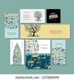 Surf school, cards and banners design