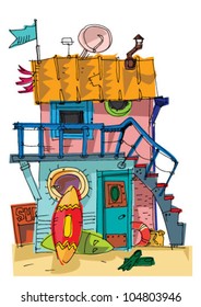surf school station - cartoon