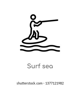 surf sea vector line icon. Simple element illustration. surf sea outline icon from sports concept. Can be used for web and mobile