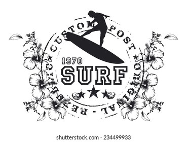 surf seal with rider and hibiscus