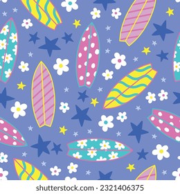 Surf seamless pattern. Summer seamless pattern, Summer background.