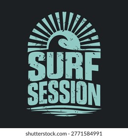 Surf Session Vintage Beach Wave T-Shirt Design Vector Illustration