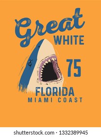 surf and shark illustration for t-shirt print