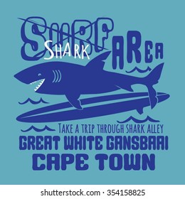 Surf shark typography, t-shirt graphics, vectors
