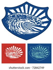 surf shield with big stencil wave
