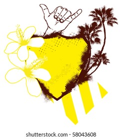 surf shield palm hand hibiscus