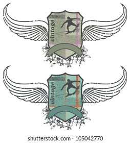 surf shields with wings hibiscus and riders