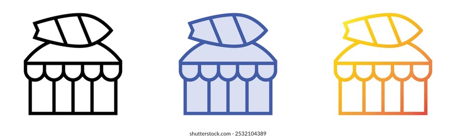surf shop icon. Linear, Blue Fill and Gradient Style Design Isolated On White Background