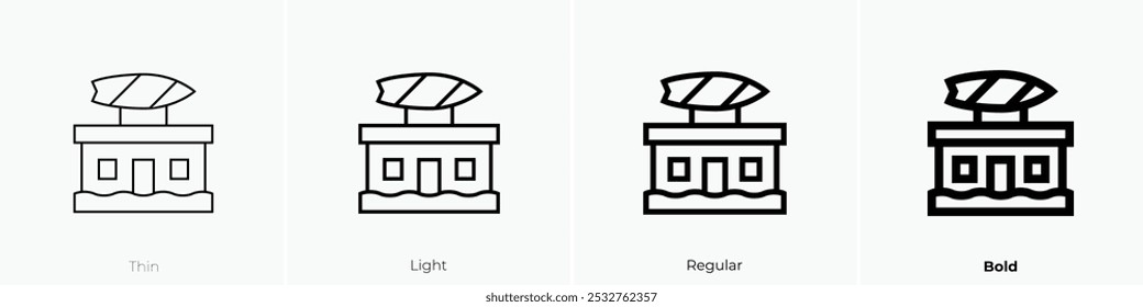 surf shop icon. Thin, Light Regular And Bold style design isolated on white background