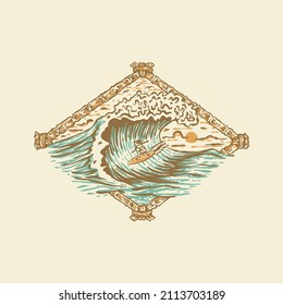 surf shop vintage illustration design b