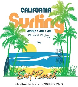 surf slogan. south side. sun beach.