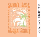 surf slogan. sunny side. sun beach.