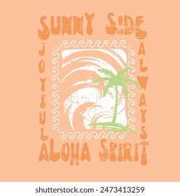 surf slogan. sunny side. sun beach.