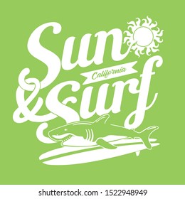 Surf sport California typography, tee shirt graphics, vectors