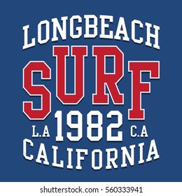 Surf sport typography, tee shirt graphics, vectors