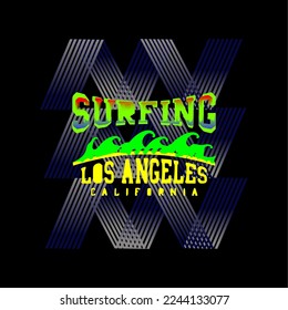 Surf sport typography, t-shirt graphics, vectors