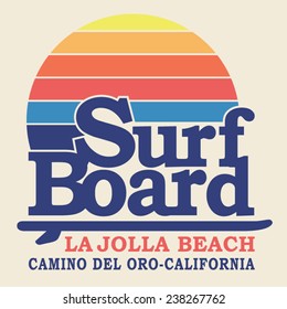 Surf sport typography, t-shirt graphics, vectors