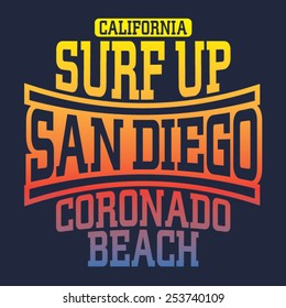 Surf sport typography, t-shirt graphics, vectors