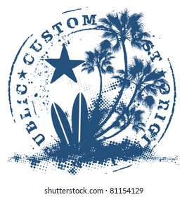 surf stamp with grunge summer background