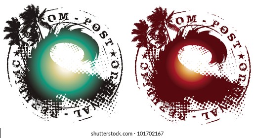 surf stamp mark with summer scene