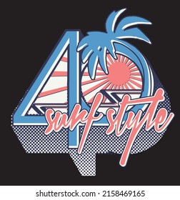 Surf style beach club illustration T-Shirt Print graphic vector artwork
