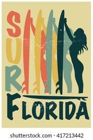 Surf/ Summer retro Postcard/Background