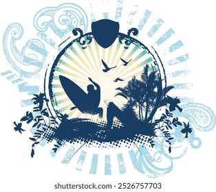 surf summer scene with surfer