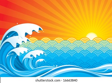 Surf sun abstract, vector illustration layers file.