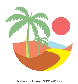 surf and sunset in beach vector illustration