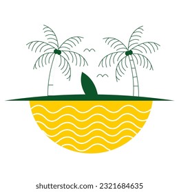surf and sunset in beach vector illustration