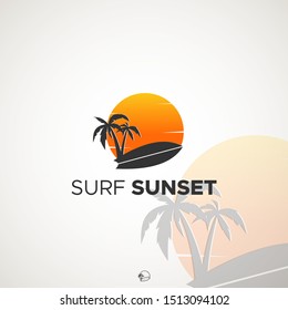 SURF SUNSET LOGO DESIGN UNIQUE
