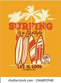 Surf and sunset. Surf tee graphic design